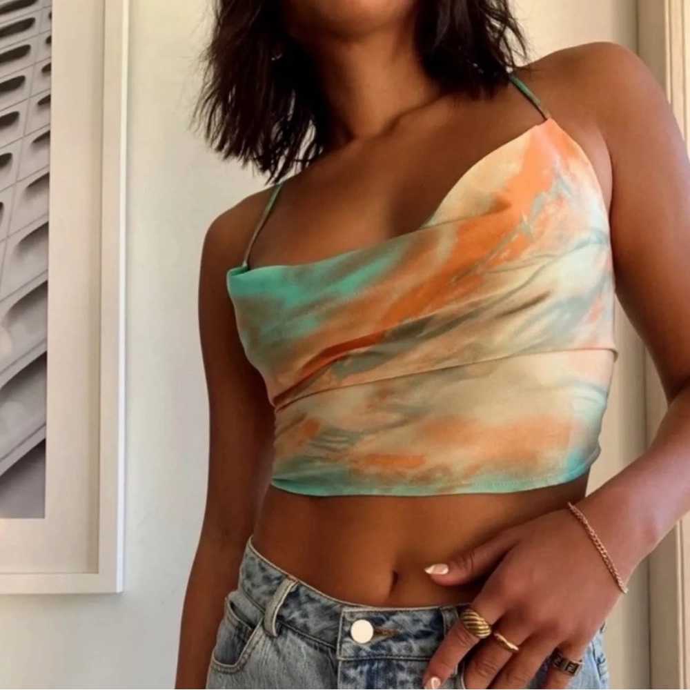 12th Tribe Tops | 12th Tribe Palm Canyon Tie Dye Lace Up Top